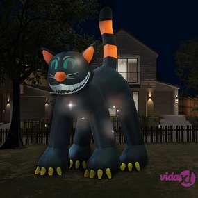 vidaXL Gatto Nero Gonfiabile per Halloween con LED XXL 6 m