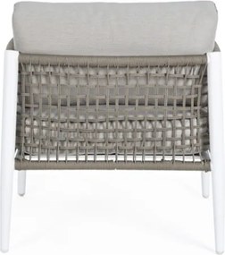 Salotto in corda da esterno tortora e bianco con tavolino e cuscini Calypso Bizzotto