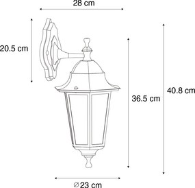 Lanterna da parete classica da esterno verde scuro IP44 - New Orleans down