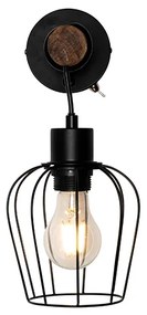 Applique da parete rustica nera con legno - Stronk