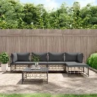 Set Divani da Giardino 6 pz con Cuscini Antracite in Polyrattan 3186745