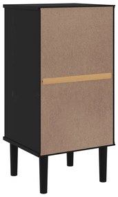 Credenza SENJA Aspetto Rattan Nero 40x35x80 cm Massello di Pino