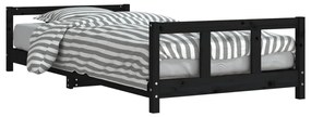 Giroletto per bambini nero 90x200 cm in legno massello di pino