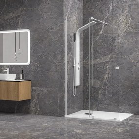 Parete walk-in con anta scorrevole 160 cm profilo bianco | KNM4000W-B - KAMALU