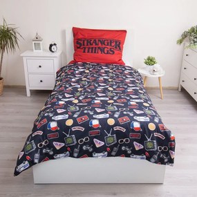 Set copripiumino e federa da bambini in cotone per letto singolo 140x200 cm Stranger Things "Upside Down" – Jerry Fabrics