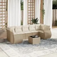 Set Divano da Giardino 8 pz con Cuscini Beige in Polyrattan 3221137