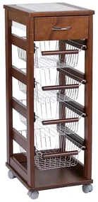 Carrello SALVASPAZIO portafrutta e cassetti NOCE