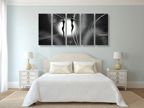 Quadri 5 pezzi – Amore etnico in bianco e nero