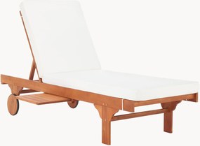 Lettino da giardino in legno di eucalipto con ruote e vassoio Transitional