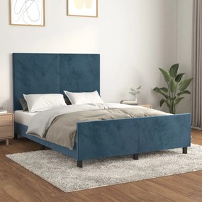 Giroletto Senza Materasso Blu Scuro 140x190 Cm İn Velluto /