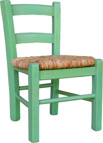 SEDIOLINA baby in Legno Seduta paglia Sedia piccola per Bambino VERDE