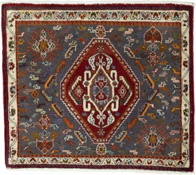 Shiraz Tappeto 70 x 60 Nero (Iran) Annodato A Mano