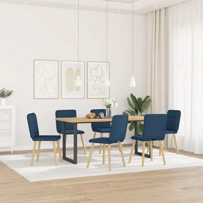 Sedie Da Pranzo 6 Pz Blu İn Tessuto /