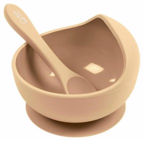 Kave Home - Set Epiphany di tazza con ventosa e cucchiaio in silicone beige