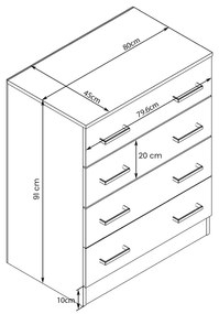 JARL - cassettiera con 4 cassetti