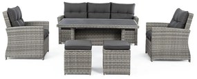 Set di mobili da giardino grigio in rattan artificiale per 6 persone Ariel – Bizzotto