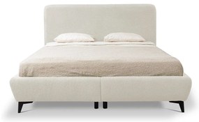 Letto matrimoniale imbottito beige con contenitore con rete inclusa 140x200 cm Makapu – Makamii