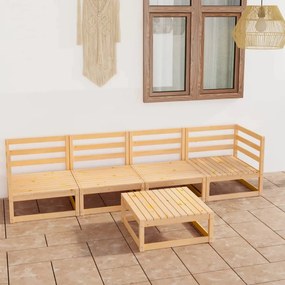 Set Divani da Giardino 5 pz in Legno Massello di Pino