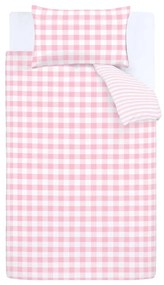 Biancheria da letto in cotone rosa, 135 x 200 cm Check and Stripe - Bianca