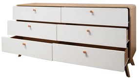 Cassettiera bassa bianca con effetto rovere 150x74 cm Caitlin - Støraa