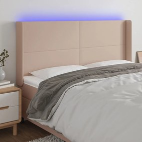 Testiera A Led Cappuccino 183x16x118/128 Cm İn Similpelle /