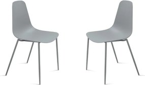 Sedia in polipropilene Grigio Chiaro con gambe in metallo LUANA 2 sedie
