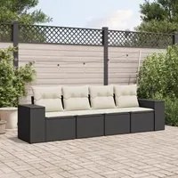 Set Divani da Giardino 4 pz con Cuscini Nero in Polyrattan 3222275