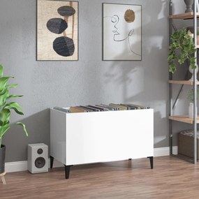 Mobile Porta Dischi Bianco Lucido 74,5x38x48 Legno Multistrato /