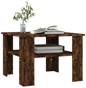 Tavolino da salotto rovere fumo 60x60x42 cm legno multistrato