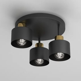 Plafoniera PARKLA 3xE27/15W/230V nero/oro