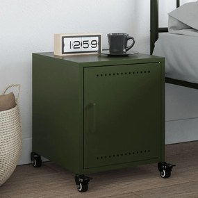 Comodino Verde Oliva 36x39x43,5 Cm İn Acciaio /
