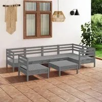 Set Divani da Giardino 7 pz in Legno Massello di Pino Grigio 3082734