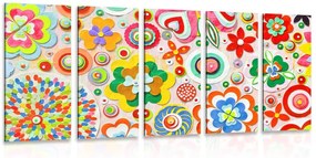 Quadri 5 pezzi – Astrazione di fiori