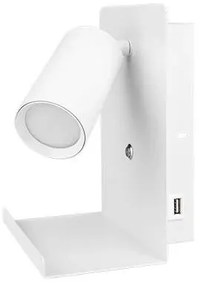 Faretto da parete con mensola e USB caricatore 1xGU10/35W/230V bianco