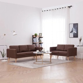 Set Divani 2 Pz İn Tessuto Marrone /