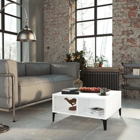 Tavolino Da Salotto Bianco 60x60x30 Cm İn Legno Multistrato /