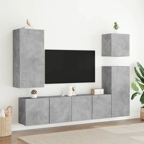 Mobile tv parete grigio cemento 40,5x30x90 cm legno multistrato