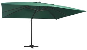 Ombrellone A Sbalzo Con Led Palo İn Alluminio 400x300 Cm Verde /