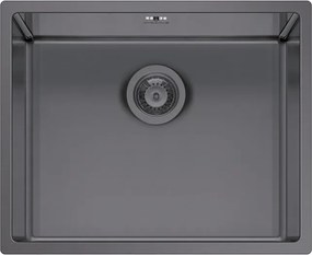 Lavello integrato 1 vasca in inox grigio PYRAMIS Astris L 40 x L 50 cm
