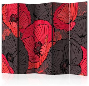 Paravento  Pleated poppies II [Room Dividers]  Colore Rosso, Dimensioni e Misure 225x172