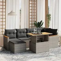 Set Divani da Giardino 7 pz con Cuscini Grigio in Polyrattan 3273181