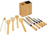 Set 5 coltelli e 5 utensili con ceppo in legno