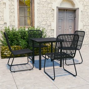 Set Da Pranzo Da Giardino 5 Pz İn Polyrattan E Vetro /