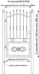 Cancello manuale con serratura elettrica Lavaredo in ferro, apertura a sinistra, L 104.5, H 180-195 cm, di colore bianco