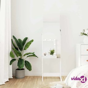 vidaXL Armadio Portagioie Specchio Autoportante Bianco 42x38x152 cm