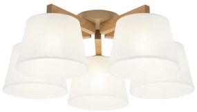 Brilagi - Lampadario a montaggio superficiale LATTE SABIA 5xE27/15W/230V pino/bianco