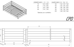 Letto da bambini estraibile di colore naturale in pino massiccio con contenitore con rete inclusa 90x200 cm CPD – Adeko
