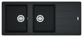 Lavello integrato 2 vasche con gocciolatoio laterale destro o sinistro FRANKE Boston fragranite L 50 x L 116 cm nero