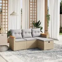 Set Divano da Giardino 4 pz con Cuscini Beige Misto Polyrattan 3265273