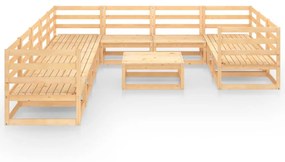 Set divani da giardino 11 pz in legno massello di pino